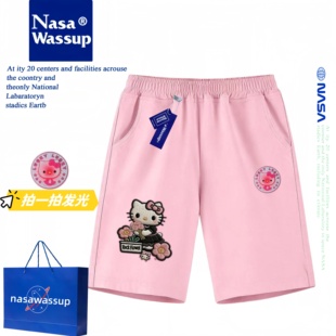 女童五分裤 WASSUP联名Hellokitty凯蒂猫亮灯发光儿童纯棉短裤 夏季