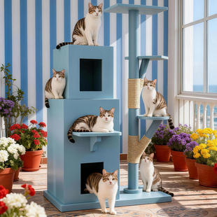 室内阳台家用不占地猫爬架观景台储物柜一体猫爬树猫架子猫咪猫窝