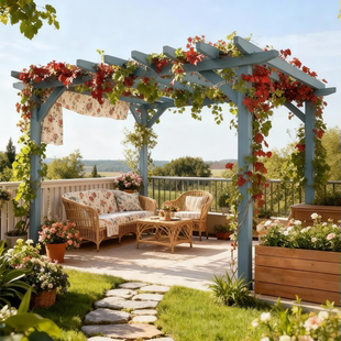 防腐木葡萄架屋顶花园凉亭亭子户外露台天台植物爬藤架凉棚遮阳棚