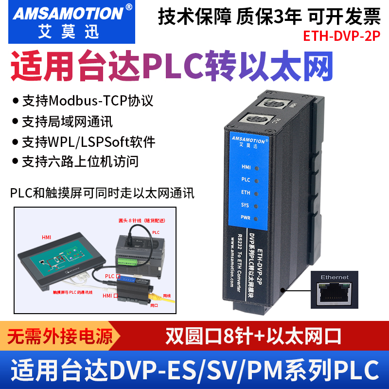 兼容台达DVP系列PLC转以太网通讯