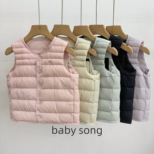 韩系100-150男女宝25秋冬儿童纯色轻薄羽绒内胆马甲背心