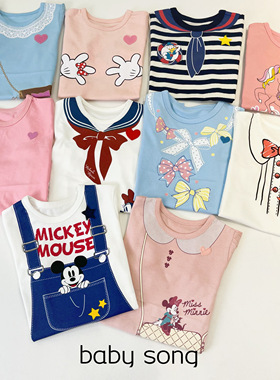 日单90-140男女宝儿童夏季日系卡通可爱趣味印花纯棉短袖T恤