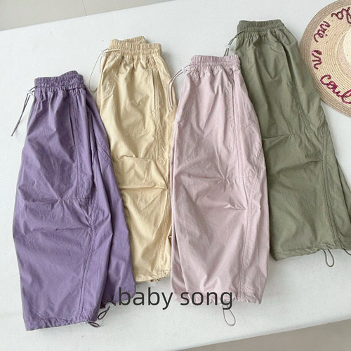 韩系90-150男女童户外26春夏薄款纯棉工装登山裤休闲防晒防蚊裤