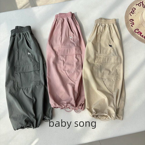 速干凉感运动风～韩90-150儿童春夏束脚户外登山防蚊休闲工装裤