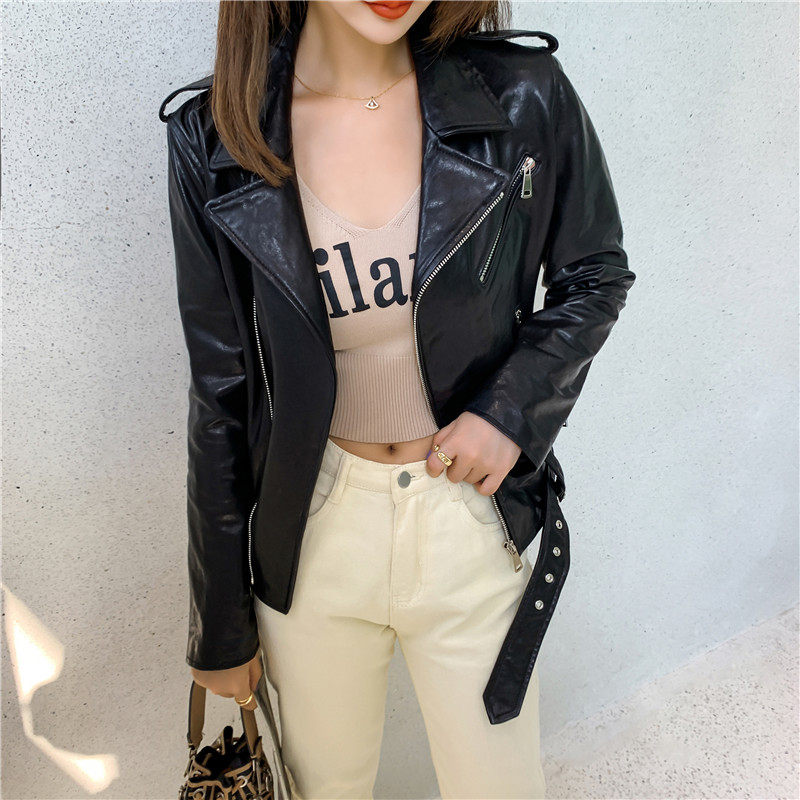 外套夹克短款修身机车女士皮衣