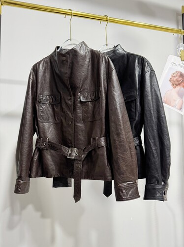 2026春新款进口冷萃油蜡头层绵羊皮皮衣短外套女上衣王珞丹同款