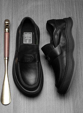 帕达索男鞋2023冬季新款一脚蹬懒人鞋保暖加绒百搭休闲皮鞋230846