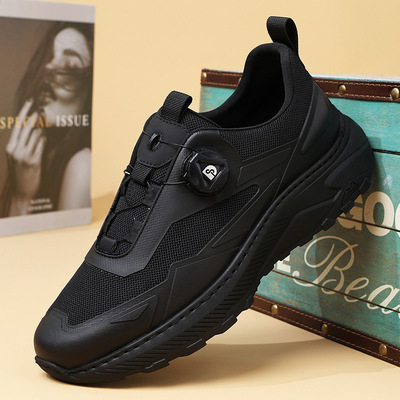 帕达索男鞋新款旋转纽扣轻便软底网面鞋透气运动跑步休闲鞋240515