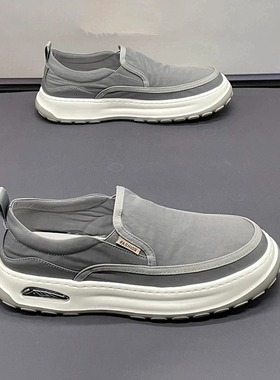 帕达索懒人一脚蹬布鞋男春夏款男士透气厚底百搭休闲乐福鞋250310