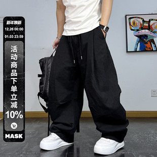 重磅加绒弯刀休闲裤 美式 男宽松阔腿工装 裤 秋季 子垂感直筒长裤 新款
