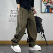 复古拼接针织运动卫裤 男春秋款 潮流垂感直筒裤 美式 青年百搭休闲裤