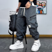 新款 休闲裤 多口袋工装 宽松抽绳绣标拉链装 春季 美式 男裤 饰束脚裤 男