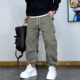 2026春夏美式 潮 男纯色宽松抽绳百搭休闲裤 捏褶工装 风多口袋束脚裤