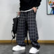格纹休闲裤 男秋冬宽松抽绳垂感卫裤 加绒长裤 美式 百搭直筒阔腿裤