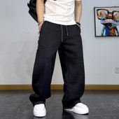美式 子宽松弯刀垂感阔腿休闲裤 潮流休闲百搭重磅加绒运动卫裤 男裤