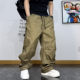 裤 美式 子潮 秋季 男宽松做旧大口袋抽绳直筒阔腿休闲裤 复古工装 长裤
