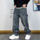 美式 子 潮流做旧裤 复古水洗印花牛仔裤 男2026春秋宽松直筒痞帅长裤