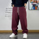 青年潮流加绒卫裤 运动长裤 男宽松抽绳字母刺绣加厚直筒裤 子秋冬季
