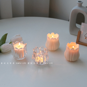 ins风自制香薰蜡烛郁金香杯蜡玻璃烛台 北欧风香氛摆件装 饰伴手礼
