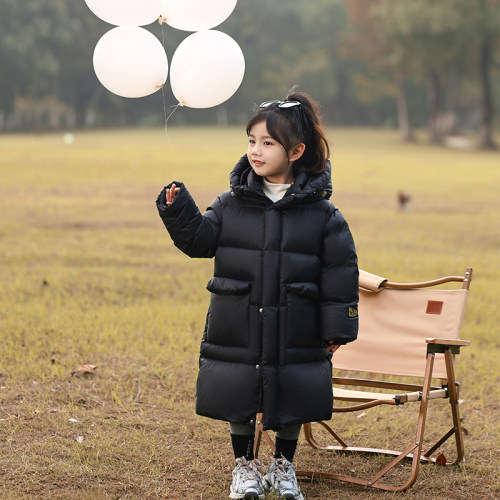 黑金中长款加厚儿童羽绒服男女童