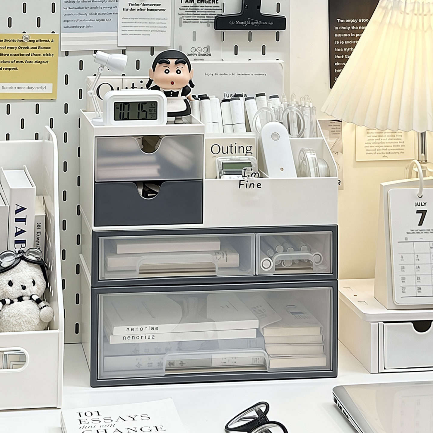 抽屉式桌面收纳盒大容量学生书桌文具置物架笔筒办公室工位整理盒