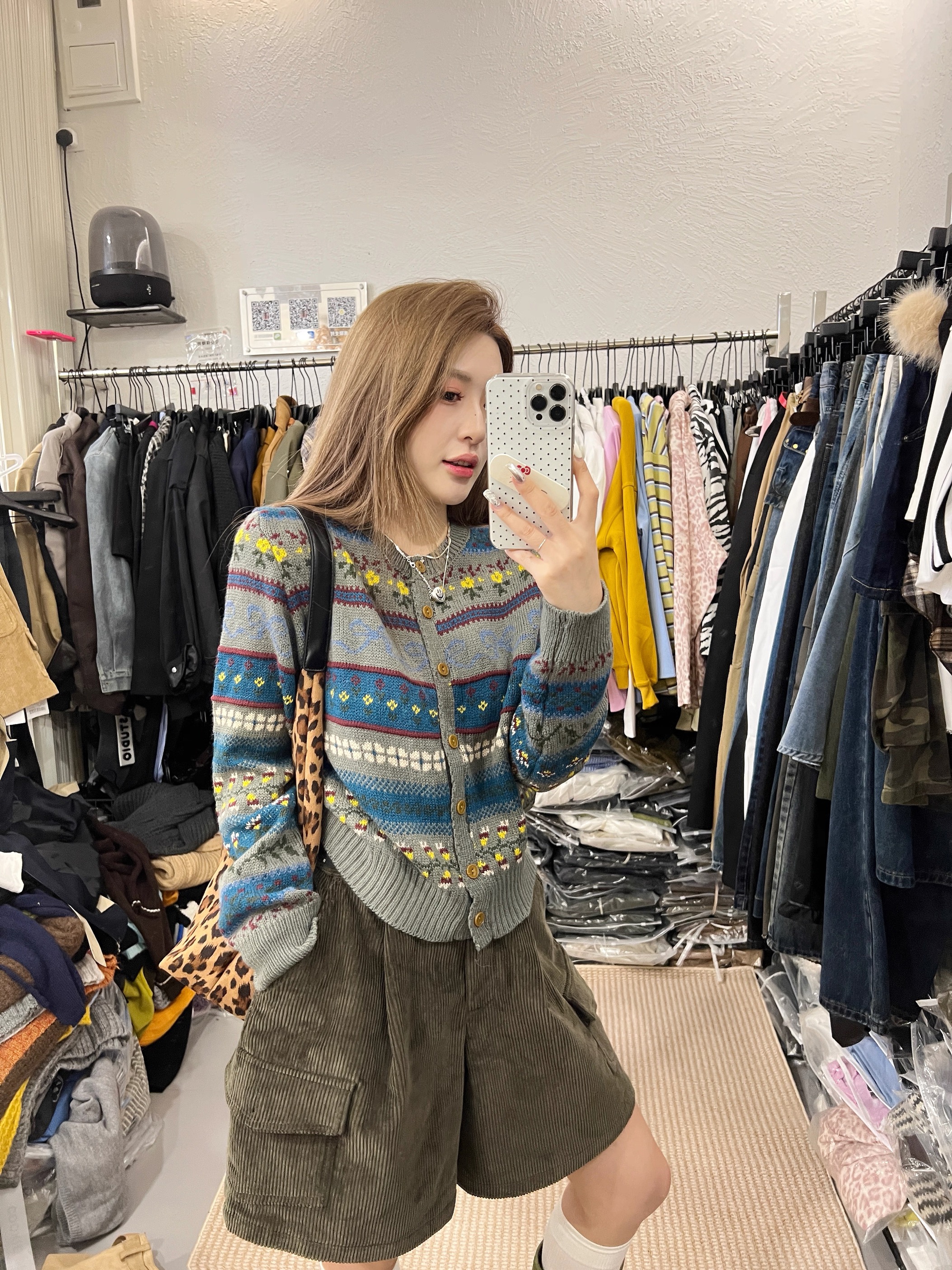 MH家 2025秋季新款韩版时尚百搭显瘦宽松提花针织毛衣开衫