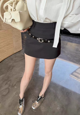 MH家 西装裙女2026春新款韩系百搭高腰显瘦A字短裙半身裙配腰带