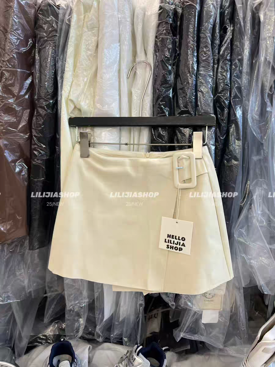 MH家 2025秋冬侧面腰带设计感洋气显瘦麂皮绒裙防走光半身裙