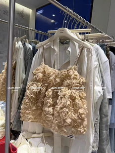 MH家 2026年春季新款法式浪漫立体花朵吊带背心女无袖上衣