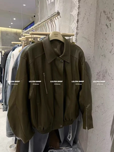 简约百搭翻领短款 MH家 韩版 新款 拉链皮衣夹克外套女 2026春季