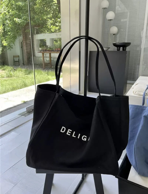 MH家 韩国ins大容量帆布包单肩大包慵懒风蝙蝠包托特包百搭购物袋