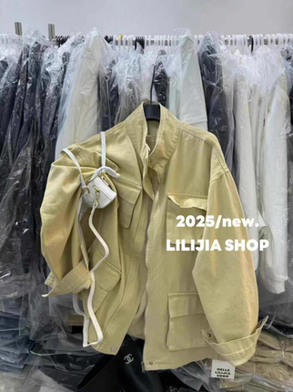 MH家 2025春上新美式复古休闲设计感口袋工装百搭外套短外套女