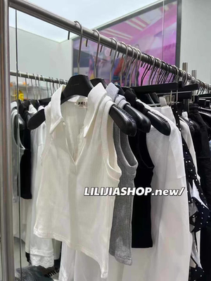 MH家 2025夏季新款韩版时尚百搭显瘦polo领无袖背心女上衣