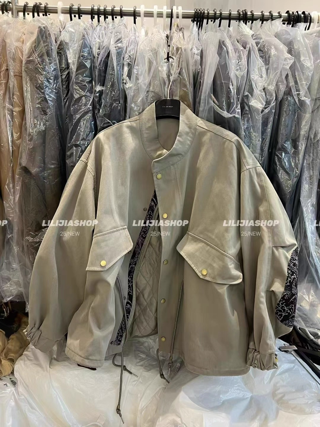 MH家 高级感宽松外套女韩版休闲中长款英伦风加棉风衣外套女