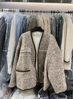 MH家 羊卷绒圈圈呢小香风外套女2024秋冬新款宽松休闲夹棉开衫