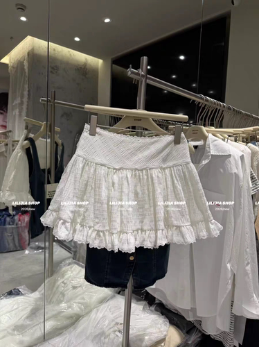 MH家 2026夏季新款韩版时尚百搭显瘦设计感小众蕾丝边半身裙女