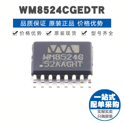 WM8524CGEDT/R TSSOP16 丝印WM8524G DAC数模转换IC 192kHz立体声