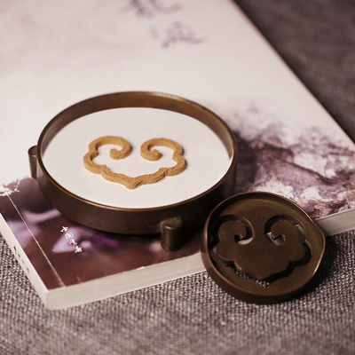 苏工三足纯铜黄铜香篆炉盘香炉