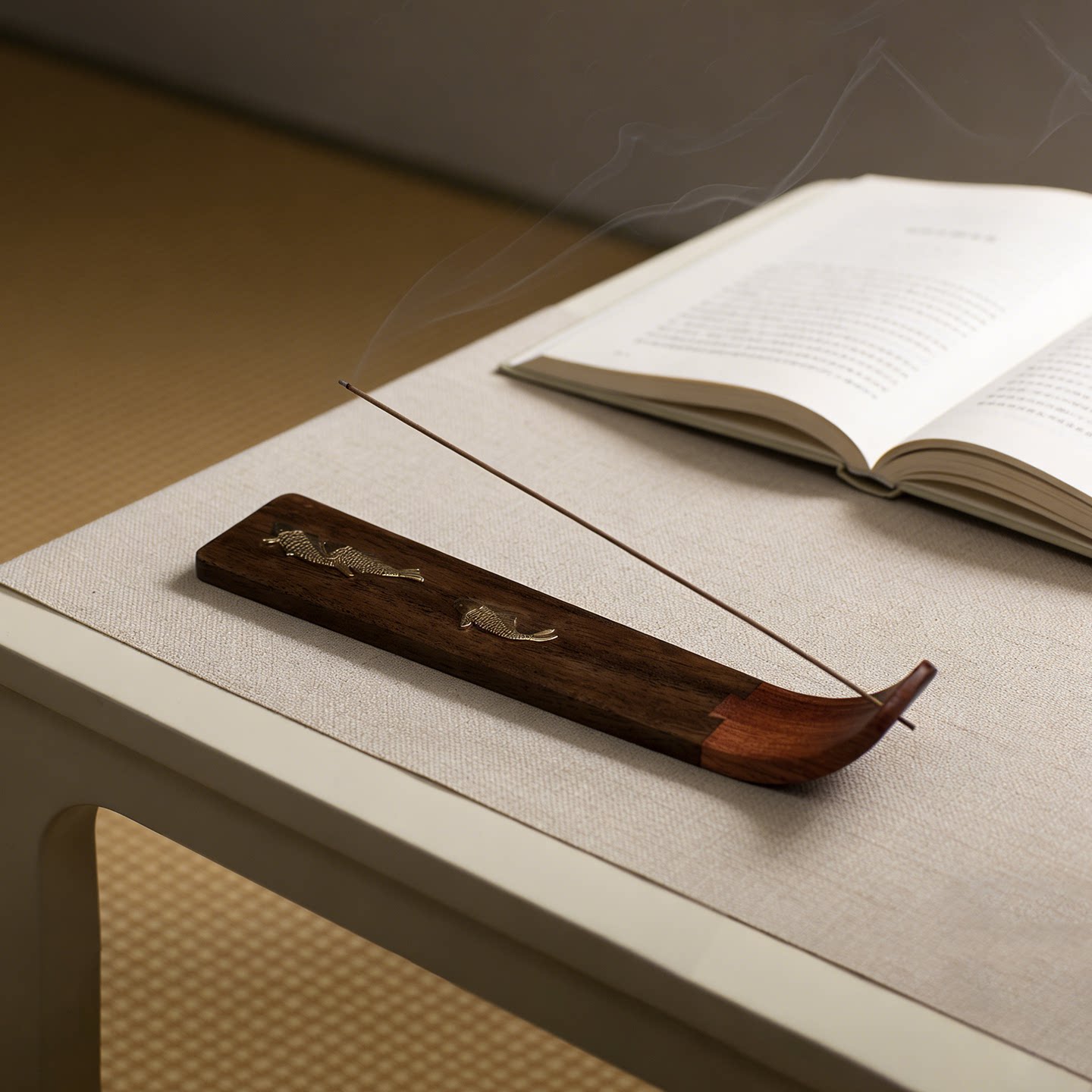 北美黑胡桃木质香插线香底座香立香盘香炉香薰檀香禅意创意线香盒