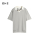 春季 休闲翻领短袖 新款 口时尚 卫衣男 假两件设计拼接袖 EHE男装