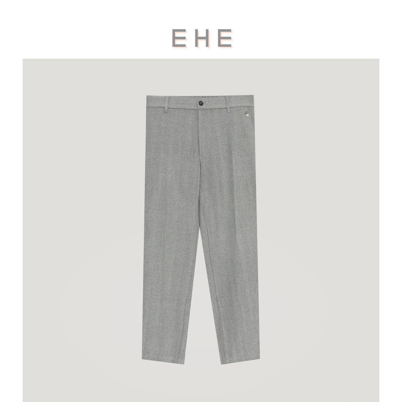 ehe男装春季灰色直筒长裤
