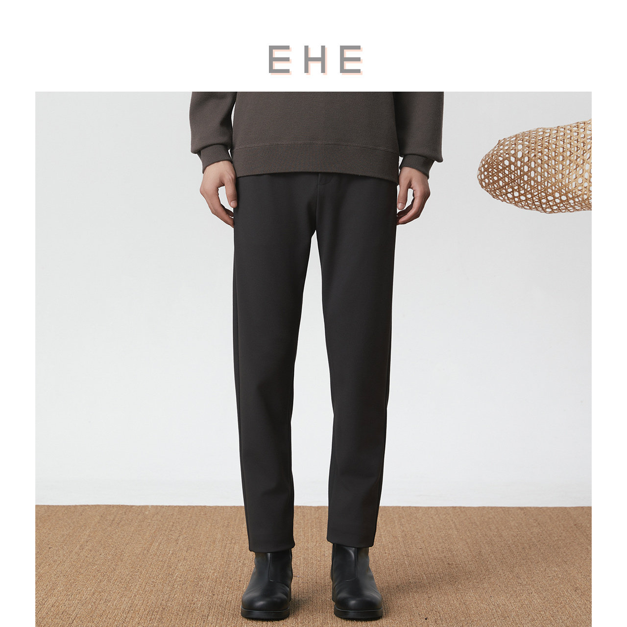 EHE男装纯色磨毛高级感宽松休闲直筒针织长裤男冬季新款,男装,休闲裤,淘宝优惠券,粉丝福利购,淘宝优惠卷