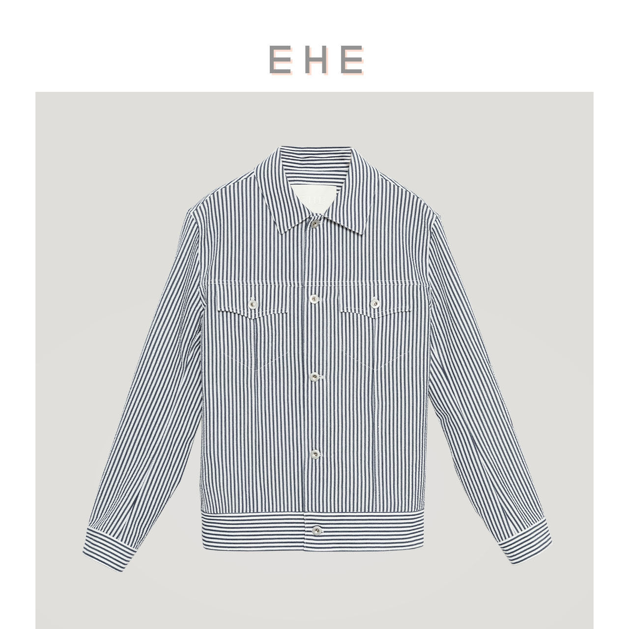 EHE男装 春季新款蓝色条纹立体肌理棉质透气夹克外套男,男装,夹克,淘宝优惠券,粉丝福利购,淘宝优惠卷