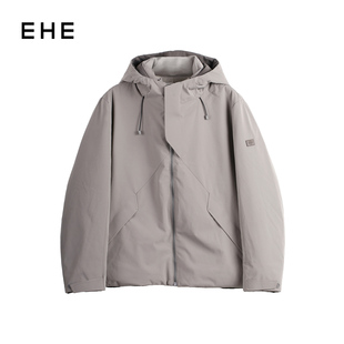 EHE男装防泼水轻户外90%白鸭绒休闲连帽短款羽绒服男2026春季新款