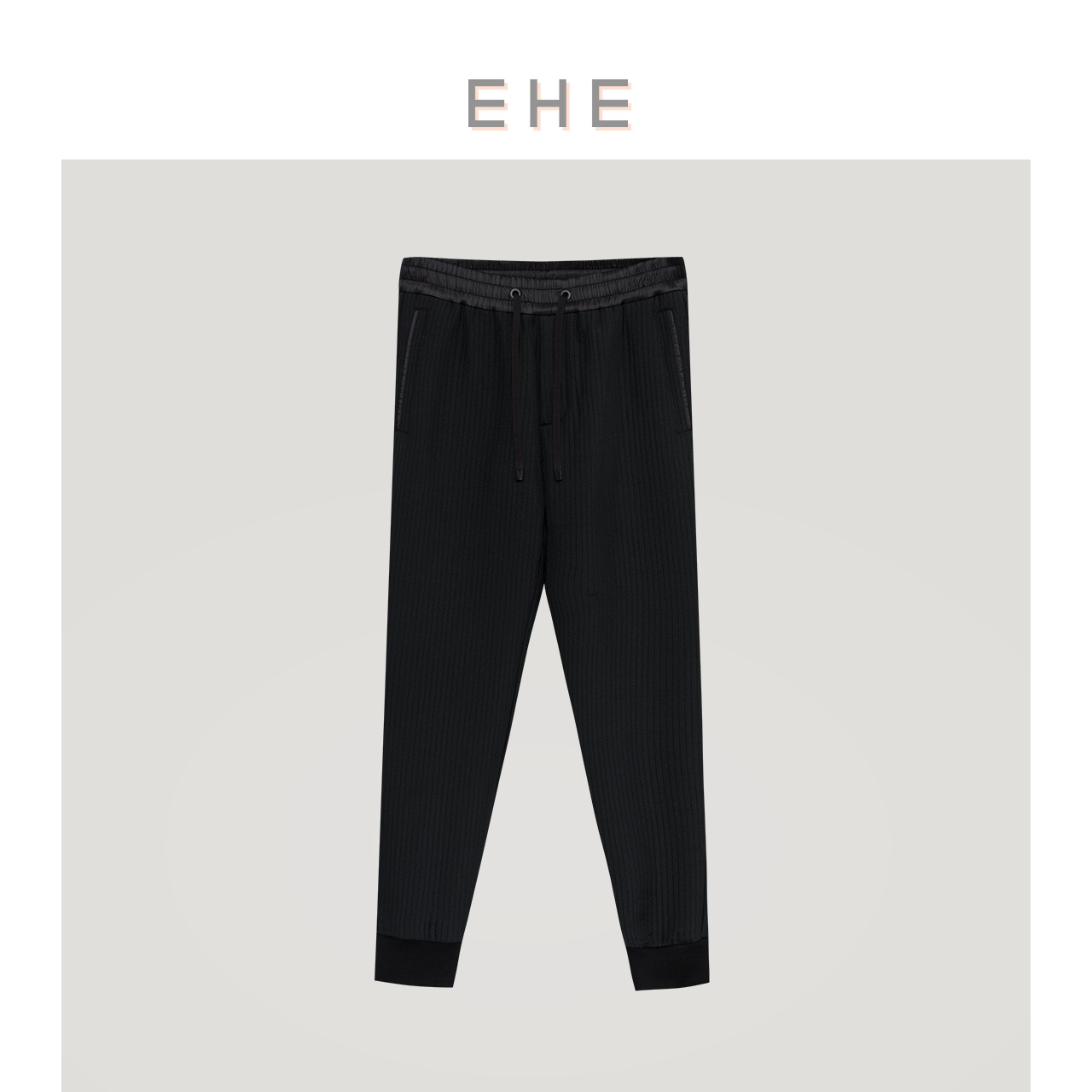 ehe男装秋季新款黑色休闲慢跑裤