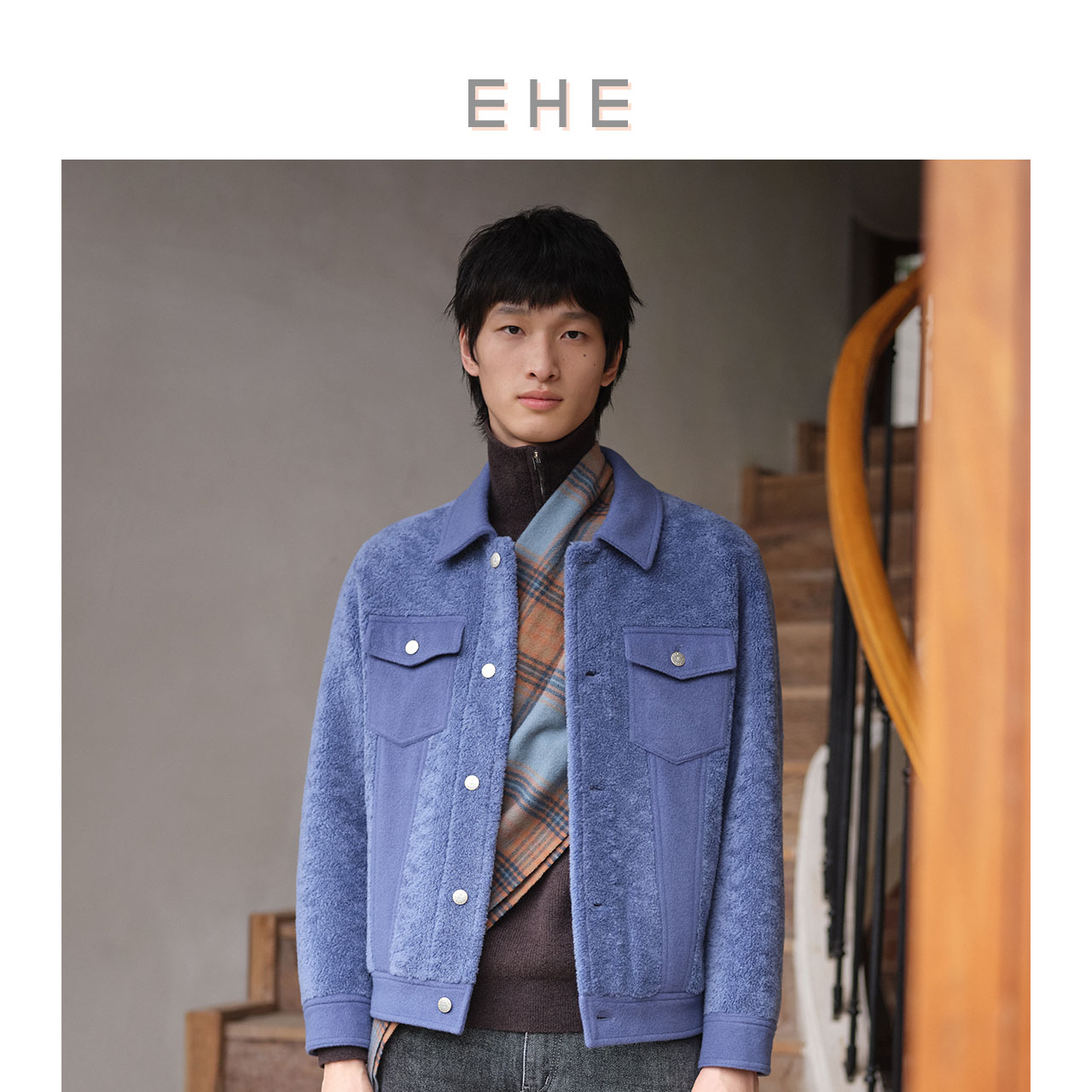 EHE男装100%绵羊毛皮毛一体毛服