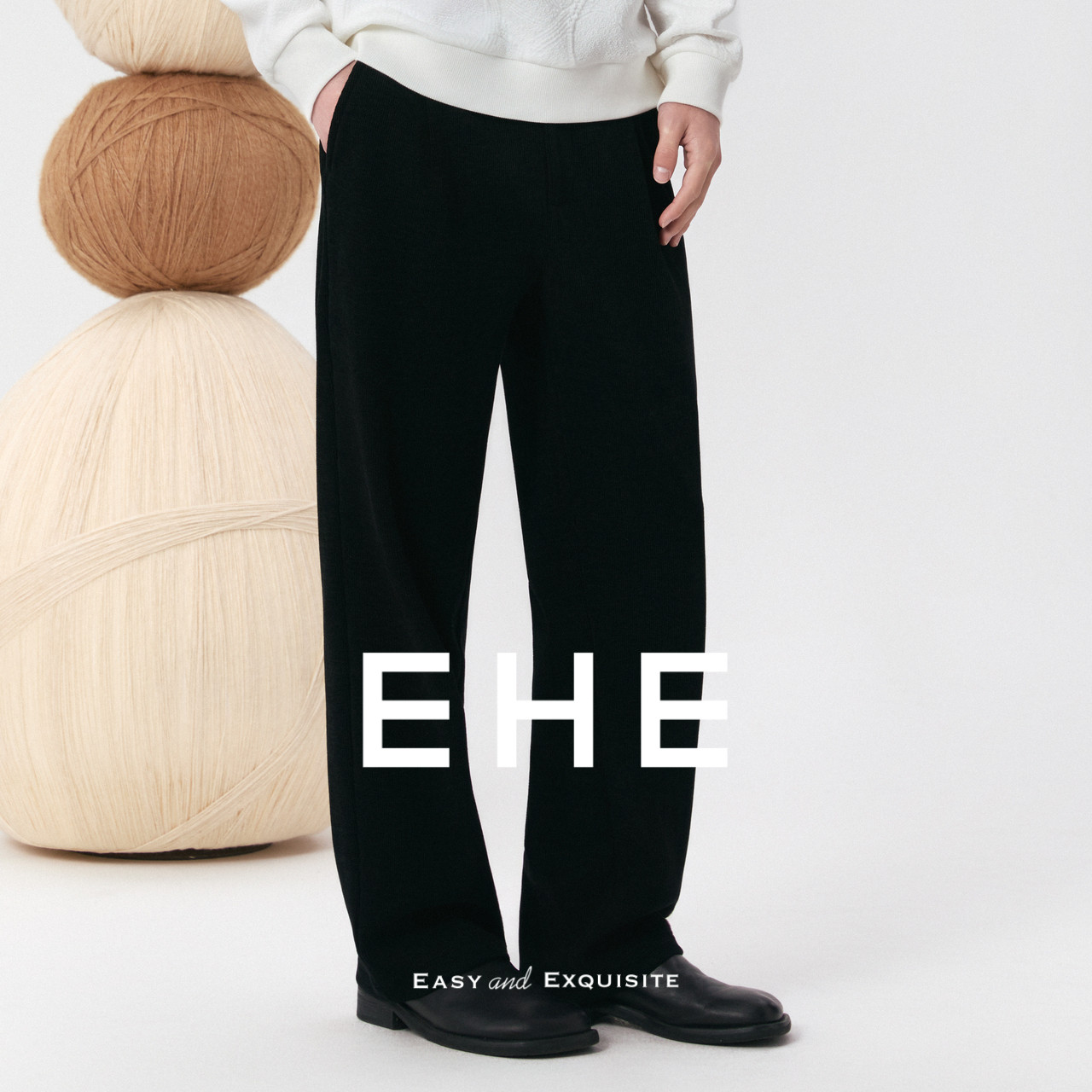 EHE男装韩国进口弹力雪尼尔休闲暗条纹阔腿直筒裤男2025秋季新款,男装,休闲裤,淘宝优惠券,粉丝福利购,淘宝优惠卷