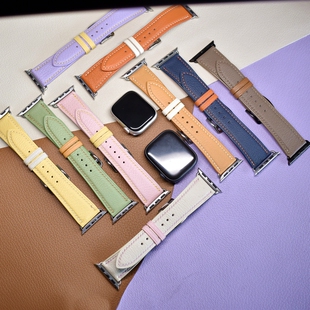 苹果iwatch s78910ultra手工表带 法国Sully山羊皮 真皮手表表带