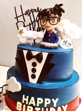 柯南摆件名侦探柯南男孩娃娃公仔摇头卡通生日主题烘焙装扮