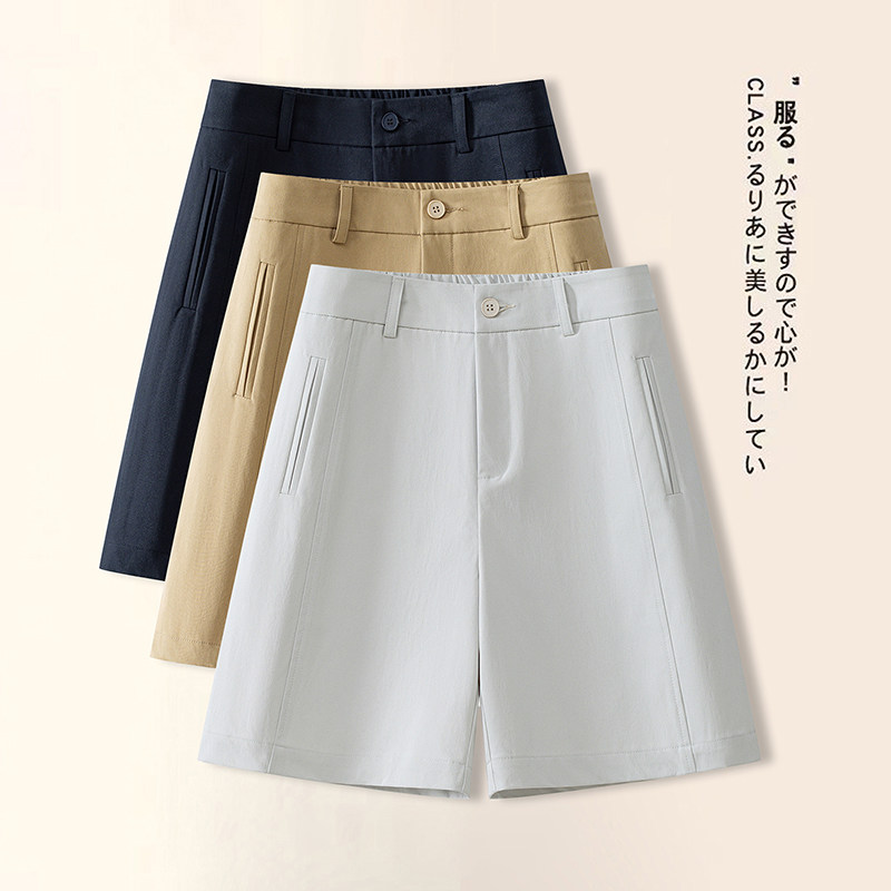 夏季西装阔腿五分高腰显瘦短裤女